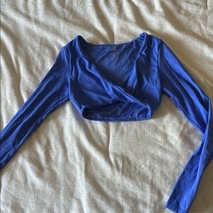CSB Blue Long Sleeve Wrap Top